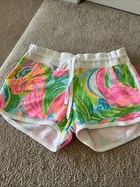 Lilly Pulitzer Pink & Green Floral Athletic Shorts